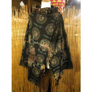 画像: タイダイ染め＆民族調プリント＊コットン素材＊ゆったりサイズ＊２ＷＡＹ＊フリンジ＊スナフキン＊旅人風コート