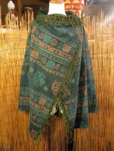 画像: ストーンウォッシュ＆ラムナミプリント＊コットン素材＊ゆったりサイズ＊２ＷＡＹ＊フリンジ＊スナフキン＊旅人風コート