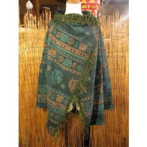 画像: ストーンウォッシュ＆ラムナミプリント＊コットン素材＊ゆったりサイズ＊２ＷＡＹ＊フリンジ＊スナフキン＊旅人風コート