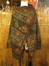 画像: ストーンウォッシュ＆ラムナミプリント＊コットン素材＊ゆったりサイズ＊２ＷＡＹ＊フリンジ＊スナフキン＊旅人風コート