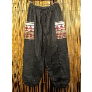 画像: 織り柄＊パッチポケット＊コットン素材＊アラジンパンツ