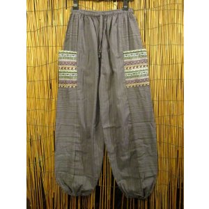 画像: 織り柄＊パッチポケット＊コットン素材＊アラジンパンツ