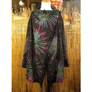 画像: タイダイ染め＊コットン素材＊ゆったりサイズ＊２ＷＡＹ＊フリンジ＊スナフキン＊旅人風コート