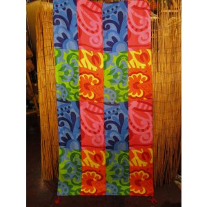 画像: レトロ調プリント＊ポリエステル素材＊タッセル付き＊大判ストール＊マルチクロス