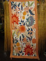 画像: レトロ調プリント＊ポリエステル素材＊タッセル付き＊大判ストール＊マルチクロス