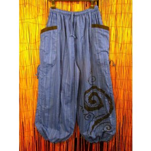 画像: 渦巻きプリント＊コットン素材＊カーゴタイプ＊ふんわり＊アラジンパンツ