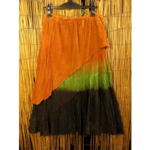 画像: 手染め＊コットン素材＊別生地付き＊グラデーションカラー＊変型＊ロングスカート