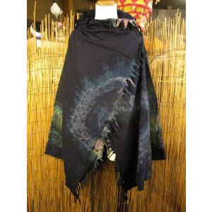 画像: タイダイ染め＆民族調プリント＊コットン素材＊ゆったりサイズ＊２ＷＡＹ＊フリンジ＊スナフキン＊旅人風コート