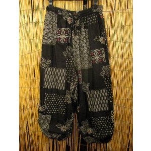 画像: 粗織り＊コットン素材＊和風プリント＊もんぺ風＊アラジンパンツ 