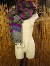 画像: アクリルウール素材＊ネパール製＊フリンジ＊大判＊起毛ストール