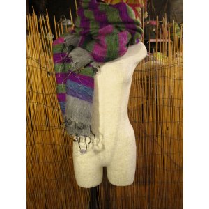 画像: アクリルウール素材＊ネパール製＊フリンジ＊大判＊起毛ストール