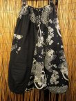 画像1: 黒色＋和風プリント＊切り替え＊コットン素材＊ふんわり＊サルエルパンツ