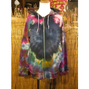 画像: タイダイ染め＊裏起毛＊スウェット生地＊ジップアップ＊パーカー＊ＸＬ