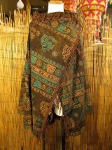 画像: ストーンウォッシュ＆ラムナミプリント＊コットン素材＊ゆったりサイズ＊２ＷＡＹ＊フリンジ＊スナフキン＊旅人風コート