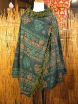 画像: ストーンウォッシュ＆ラムナミプリント＊コットン素材＊ゆったりサイズ＊２ＷＡＹ＊フリンジ＊スナフキン＊旅人風コート