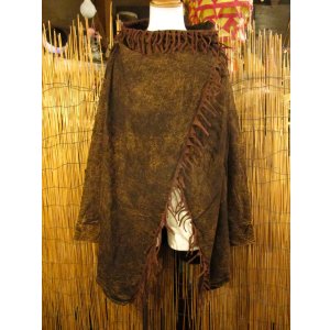 画像: ストーンウォッシュ加工＊コットン素材＊ゆったりサイズ＊２ＷＡＹ＊フリンジ＊スナフキン＊旅人風コート