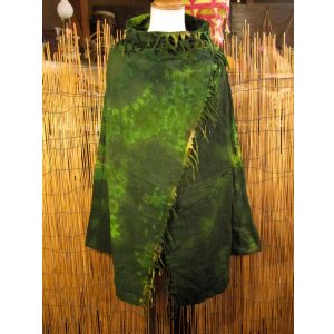 画像: タイダイ染め＊コットン素材＊ゆったりサイズ＊２ＷＡＹ＊フリンジ＊スナフキン＊旅人風コート