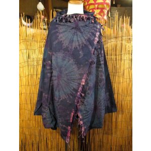 画像: タイダイ染め＊コットン素材＊ゆったりサイズ＊２ＷＡＹ＊フリンジ＊スナフキン＊旅人風コート