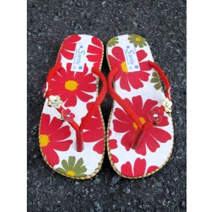 画像: 【２２・５ｃｍ〜２３ｃｍ】お花プリント＊鈴付き＊ビーチサンダル