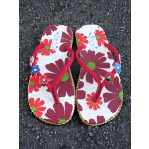 画像: 【２２・５ｃｍ〜２３ｃｍ】お花プリント＊鈴付き＊ビーチサンダル