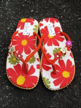 画像: 【２３ｃｍ〜２３・５ｃｍ】お花プリント＊鈴付き＊ビーチサンダル
