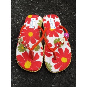 画像: 【２３ｃｍ〜２３・５ｃｍ】お花プリント＊鈴付き＊ビーチサンダル