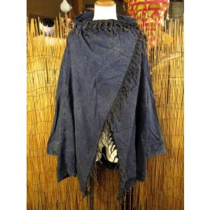 画像: ストーンウォッシュ加工＊コットン素材＊ゆったりサイズ＊２ＷＡＹ＊フリンジ＊スナフキン＊旅人風コート