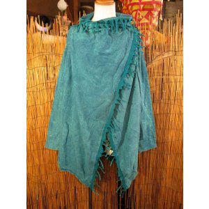 画像: ストーンウォッシュ加工＊コットン素材＊ゆったりサイズ＊２ＷＡＹ＊フリンジ＊スナフキン＊旅人風コート