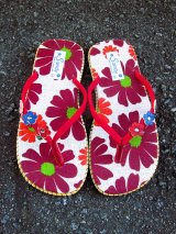 画像: 【２５ｃｍ〜２５・５ｃｍ】お花プリント＊鈴付き＊ビーチサンダル