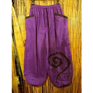 画像: 渦巻きプリント＊コットン素材＊カーゴタイプ＊ふんわり＊アラジンパンツ