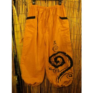 画像: 渦巻きプリント＊コットン素材＊カーゴタイプ＊ふんわり＊アラジンパンツ