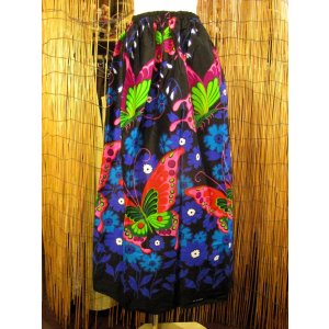 画像: バタフライ＆フラワープリント＊コットン素材＊フレアー＊ロングスカート