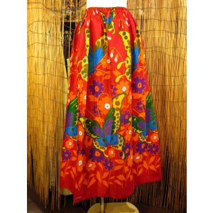 画像: バタフライ＆フラワープリント＊コットン素材＊フレアー＊ロングスカート