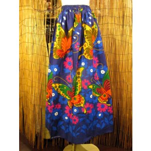 画像: バタフライ＆フラワープリント＊コットン素材＊フレアー＊ロングスカート