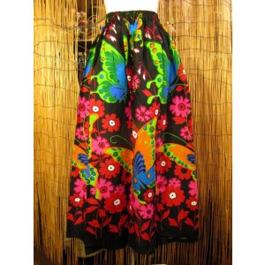 画像: バタフライ＆フラワープリント＊コットン素材＊フレアー＊ロングスカート