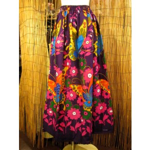 画像: バタフライ＆フラワープリント＊コットン素材＊フレアー＊ロングスカート