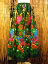 画像: バタフライ＆フラワープリント＊コットン素材＊フレアー＊ロングスカート
