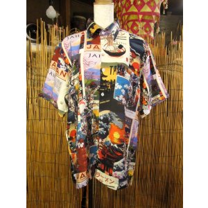 画像: 和風プリント＊コットン＆リネン混紡＊個性的＊半袖＊アロハシャツ ＊Ｍ