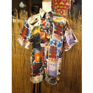 画像: 和風プリント＊コットン＆リネン混紡＊個性的＊半袖＊アロハシャツ ＊Ｍ