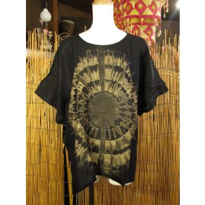 画像: モノトーンタイダイ染め＊レーヨン素材＊半袖＊プルオーバー