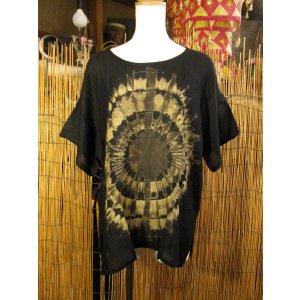 画像: モノトーンタイダイ染め＊レーヨン素材＊半袖＊プルオーバー