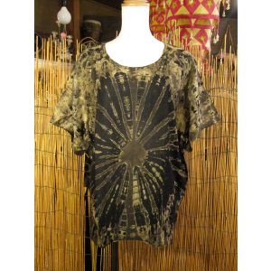 画像: モノトーンタイダイ染め＊レーヨン素材＊半袖＊プルオーバー