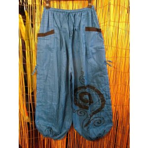 画像: 渦巻きプリント＊コットン素材＊カーゴタイプ＊ふんわり＊アラジンパンツ