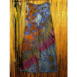 画像: タイダイ染め＊レーヨンスパンデックス素材＊ストレッチ＊ロングパンツ