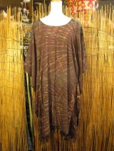 画像: タイダイ染め＊レーヨン素材＊ゆったりサイズ＊フリンジ＊ポンチョ