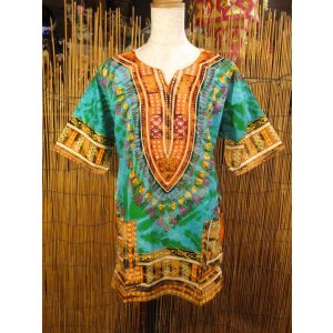 画像: 小さめサイズ＊タイダイ染め＊アフリカンプリント＊ダシキ＊ＤＡＳＨＩＫＩ＊Ｓ