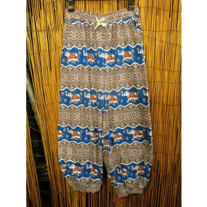 画像: 象さんプリント＊ポリエステル素材＊アラジンパンツ＊タイパンツ