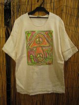 画像: マッシュルーム＆ピースマーク＊ハンドペイント＊Ｗコットン素材＊ハーフスリーブ＊プルオーバー