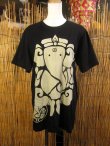 画像1: 黒色＊コットン素材＊抜染プリント＊ガネーシャ＊半袖＊Ｔシャツ＊Ｌ