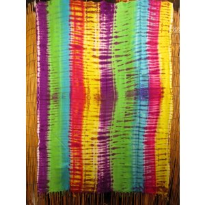 画像: タイダイ染め＊レーヨン素材＊フリンジ＊マルチクロス＊パレオ